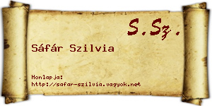 Sáfár Szilvia névjegykártya