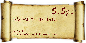 Sáfár Szilvia névjegykártya
